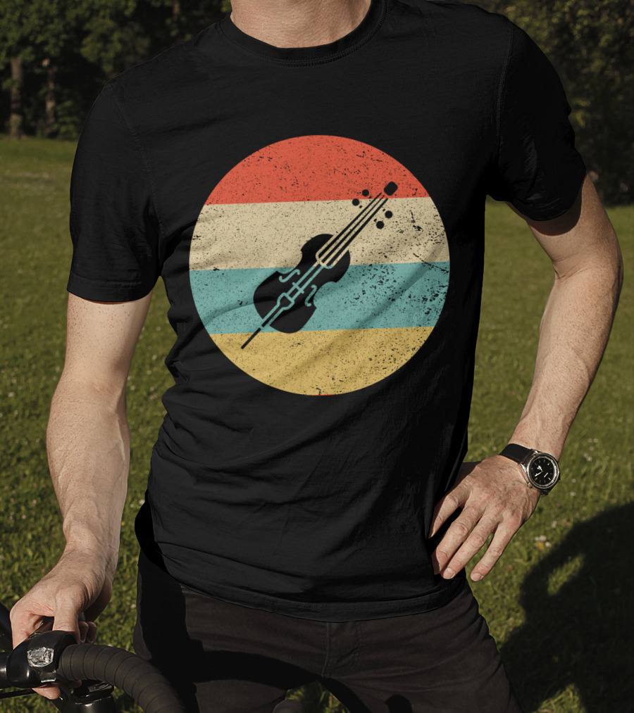 Vintage Retro Cello Circle Striped T-Shirt