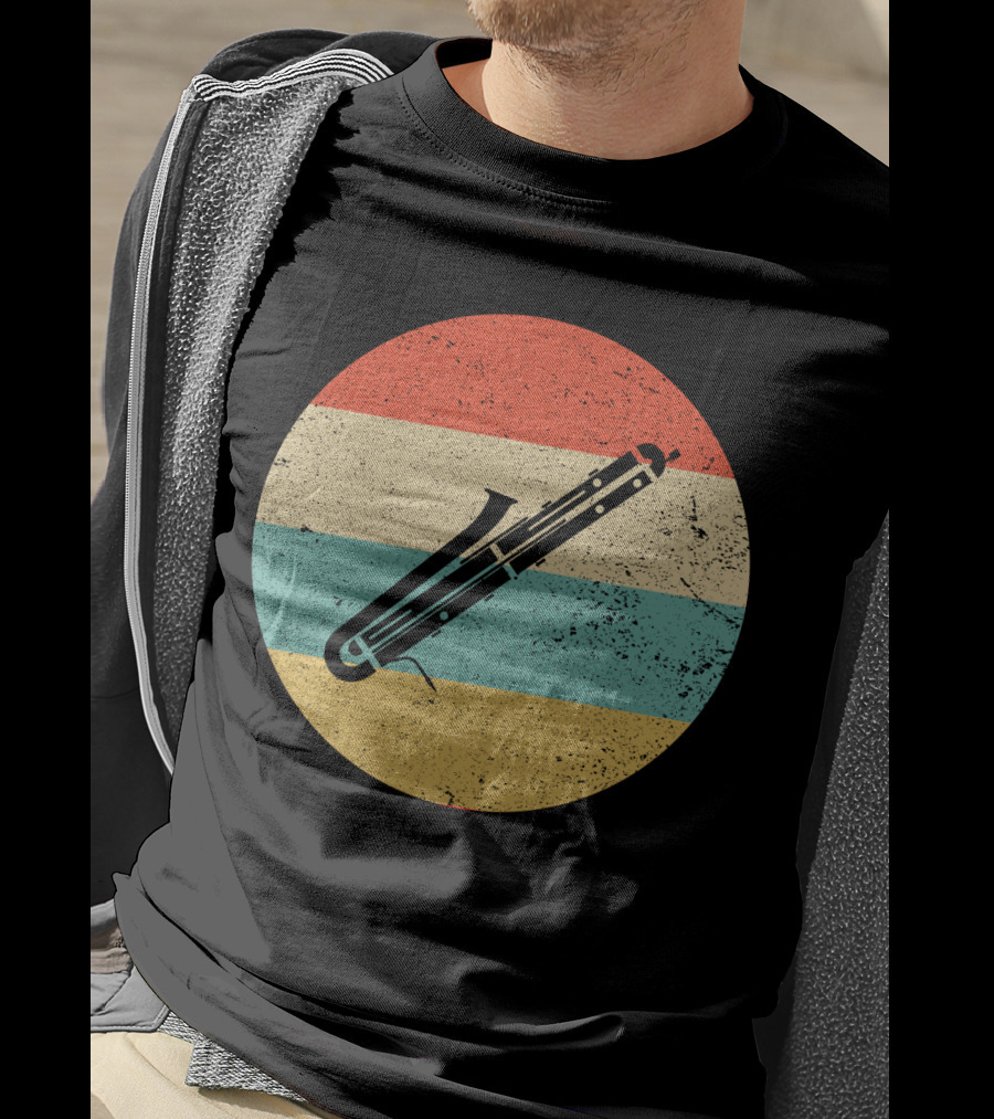 Vintage Retro Bassoon Circle Stripes T-Shirt
