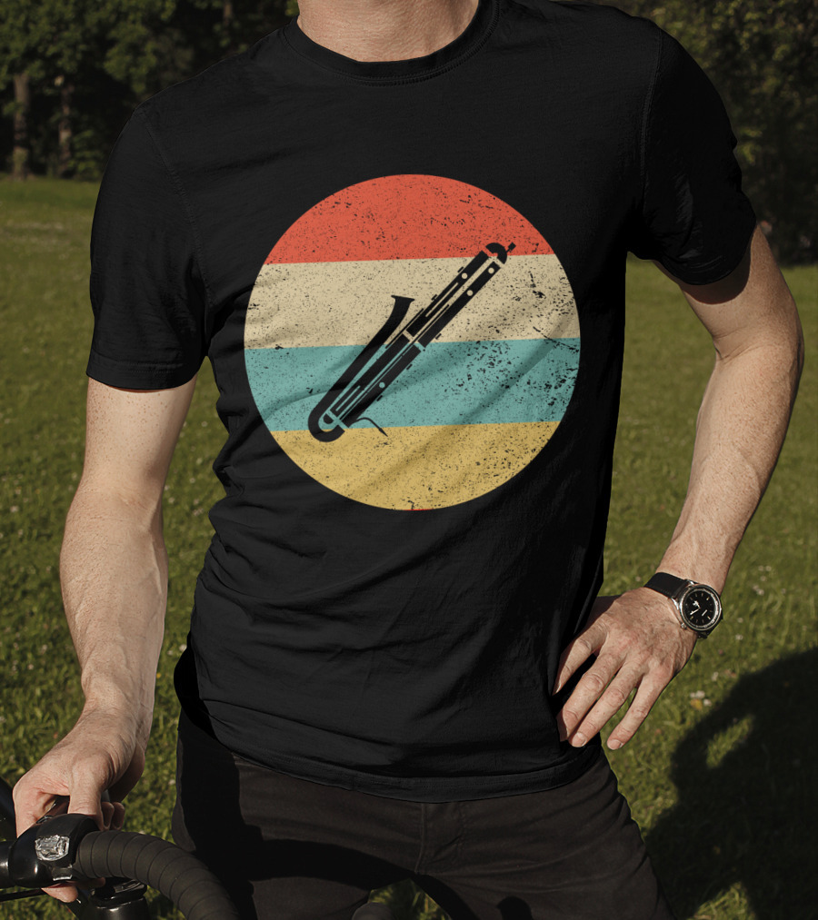 Vintage Retro Bassoon Circle Stripes T-Shirt
