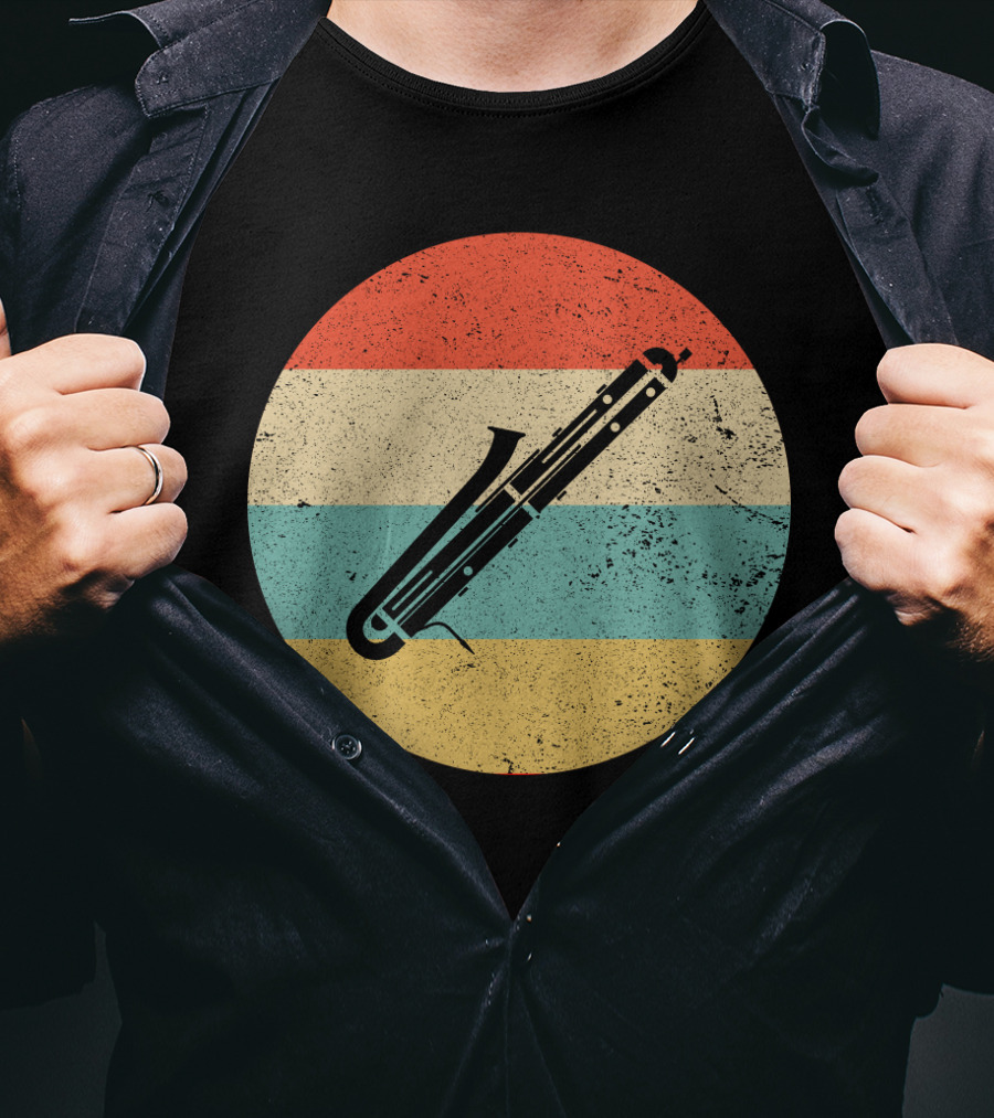 Vintage Retro Bassoon Circle Stripes T-Shirt