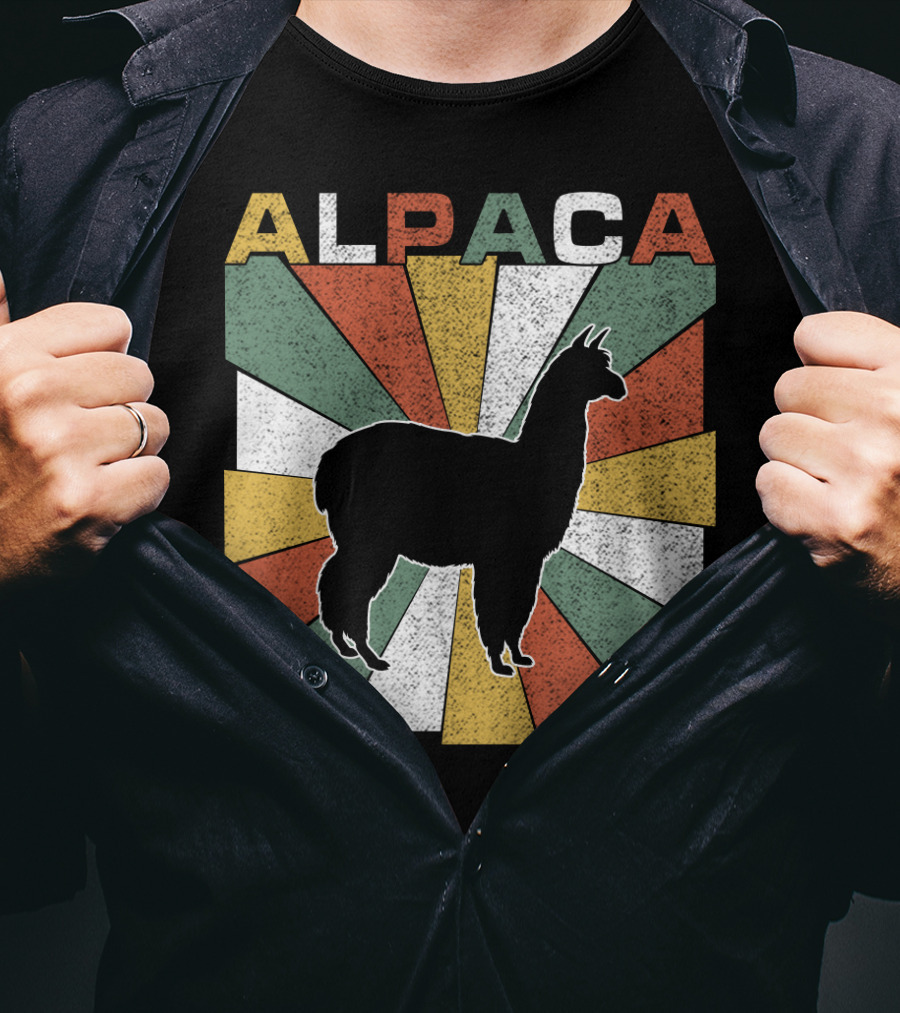 Alpaca Retro 70s Silhouette Vintage Colors T-Shirt