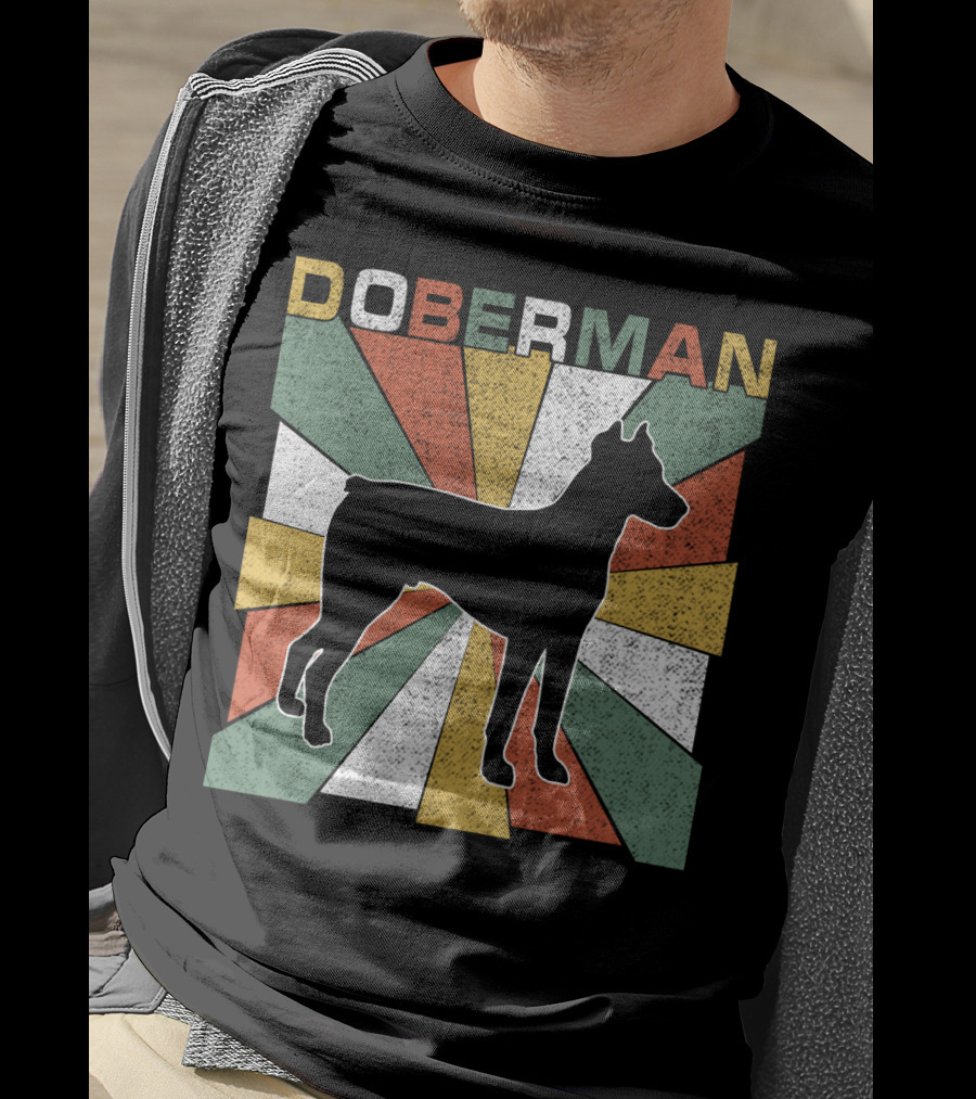 Doberman Retro 70s Silhouette Vintage Colors T-Shirt