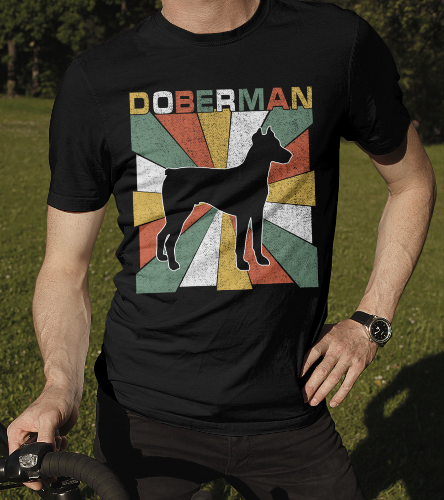 Doberman Retro 70s Silhouette Vintage Colors T-Shirt
