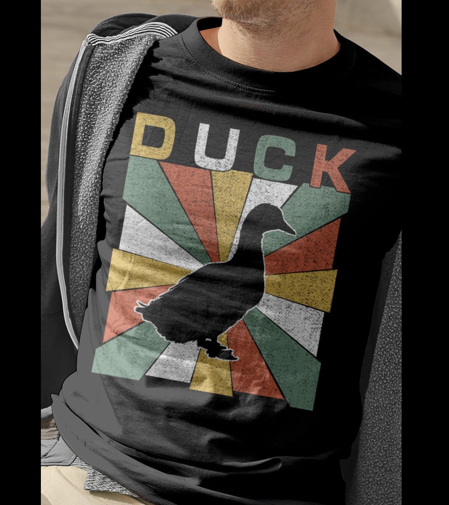 Duck Retro 70s Vintage Silhouette Sunburst T-Shirt
