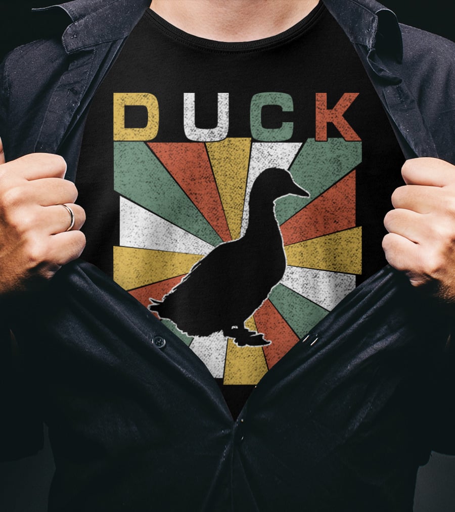 Duck Retro 70s Vintage Silhouette Sunburst T-Shirt