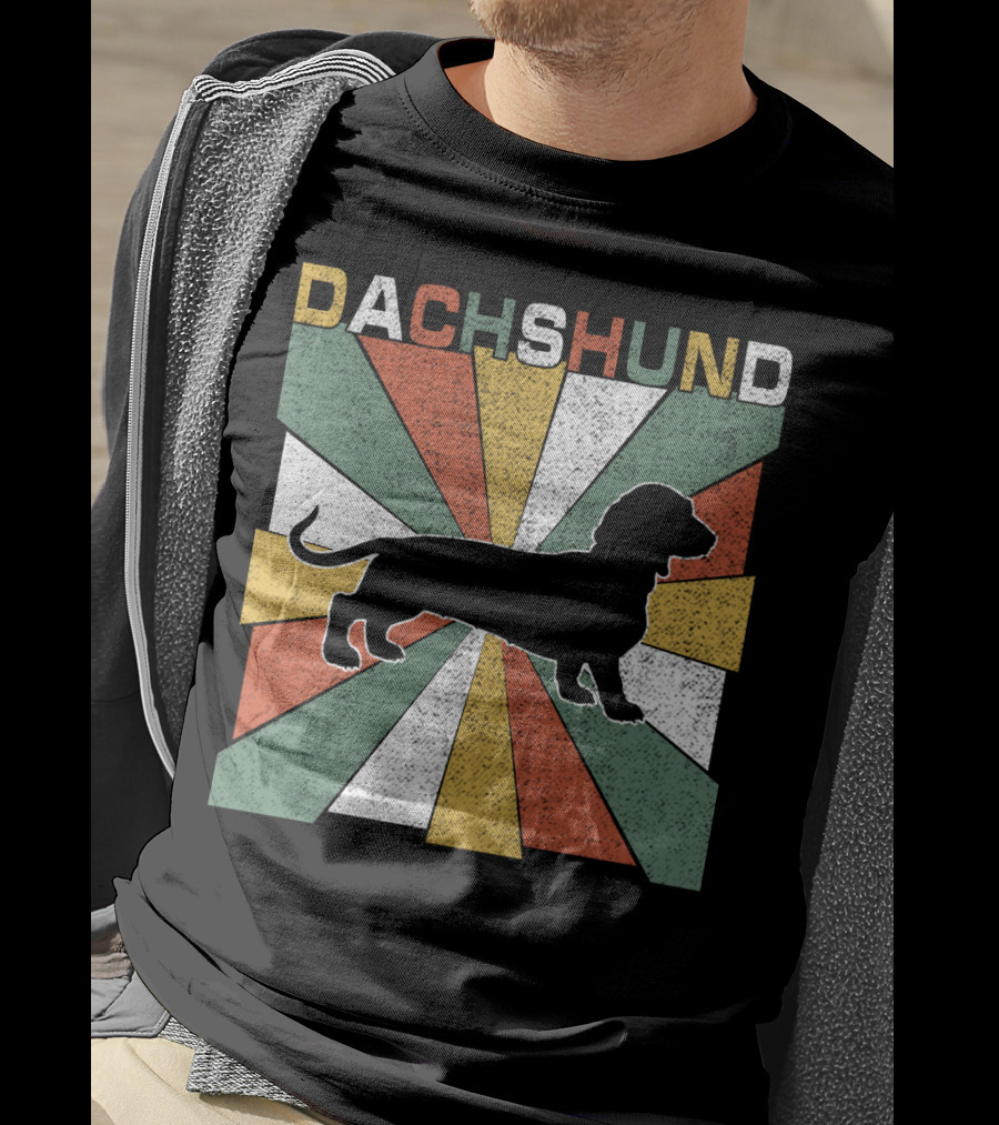 Dachshund Retro 70s Silhouette Vintage T-Shirt