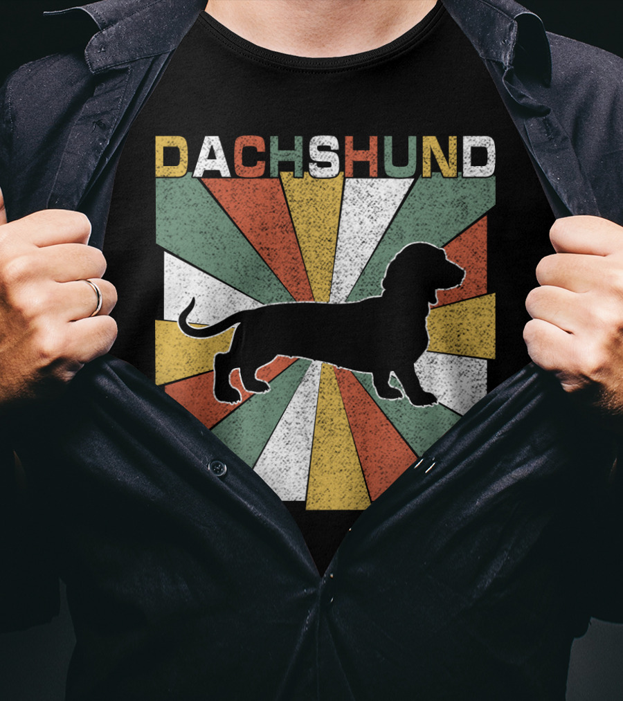 Dachshund Retro 70s Silhouette Vintage T-Shirt