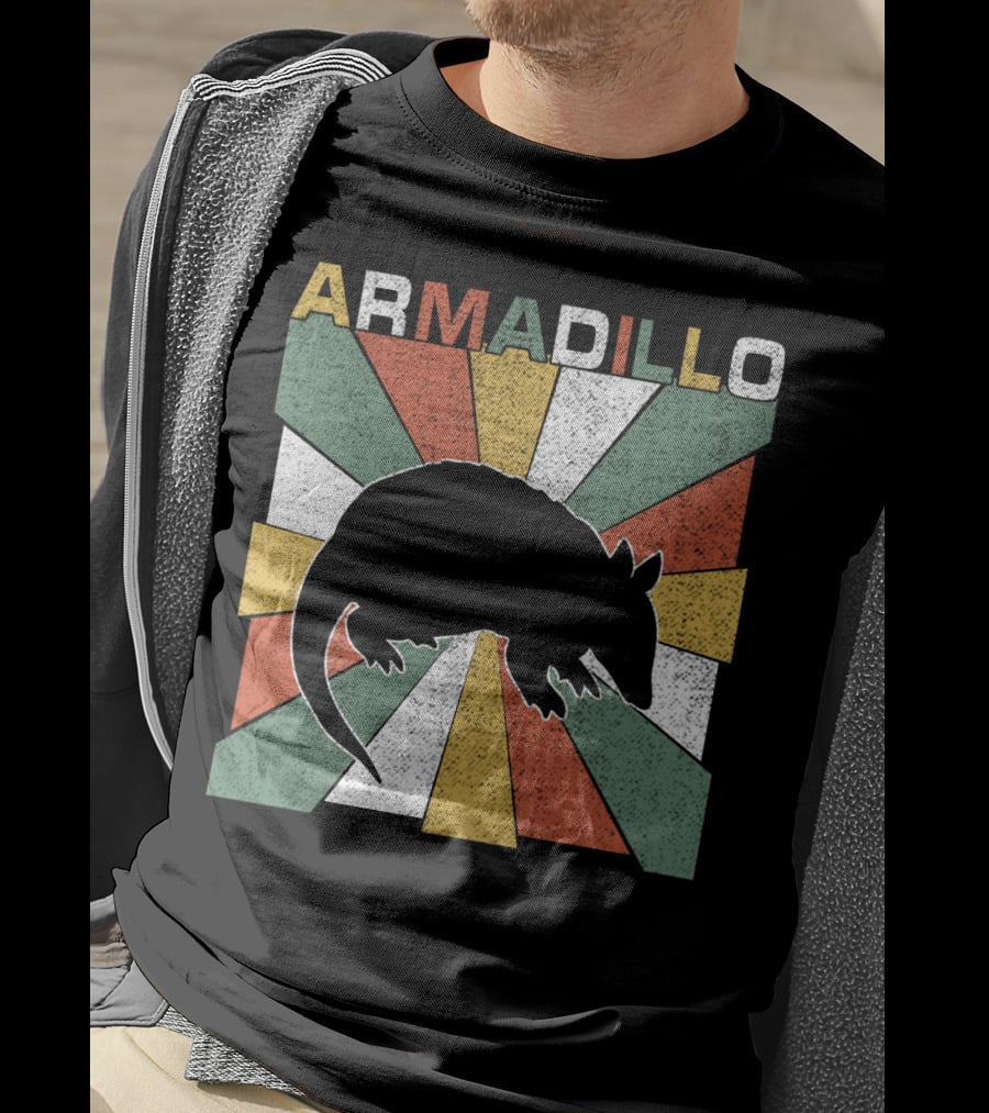 Armadillo Retro 70s Vintage Rainbow Burst T-Shirt