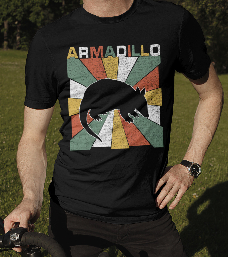 Armadillo Retro 70s Vintage Rainbow Burst T-Shirt