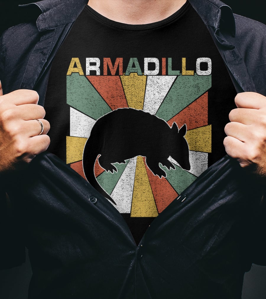 Armadillo Retro 70s Vintage Rainbow Burst T-Shirt