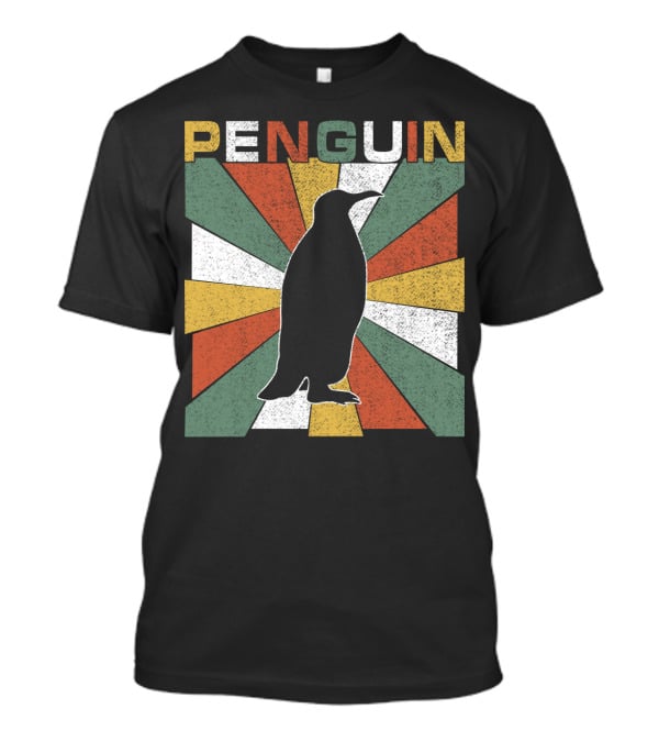 Penguin 70s Silhouette Vintage Retro Sunburst T-Shirt