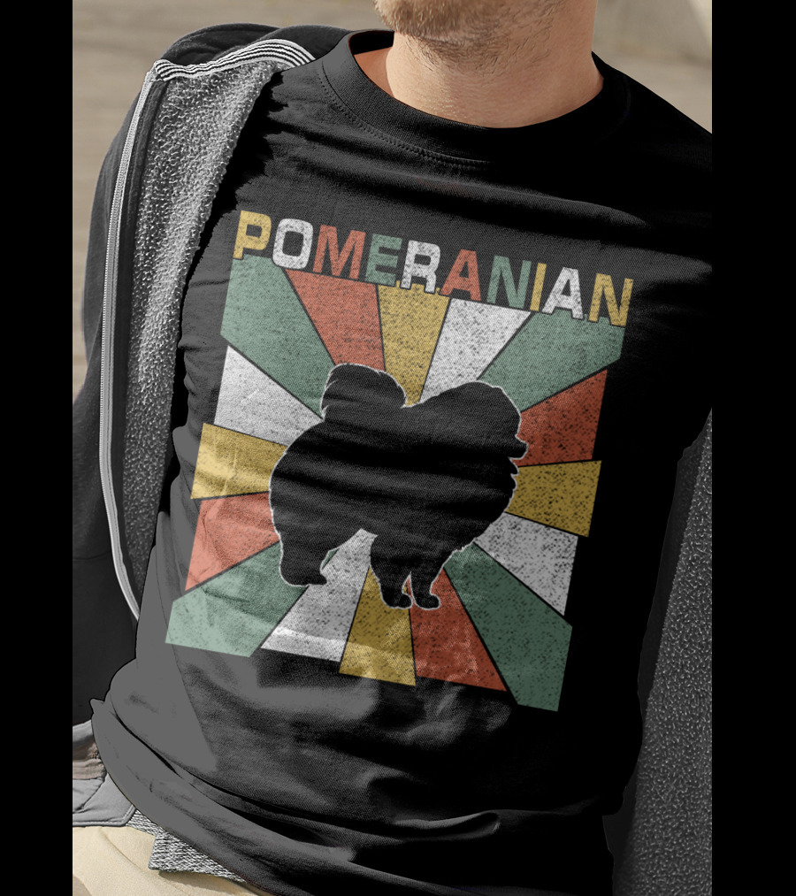 Pomeranian Dogs Retro 70s T-Shirt