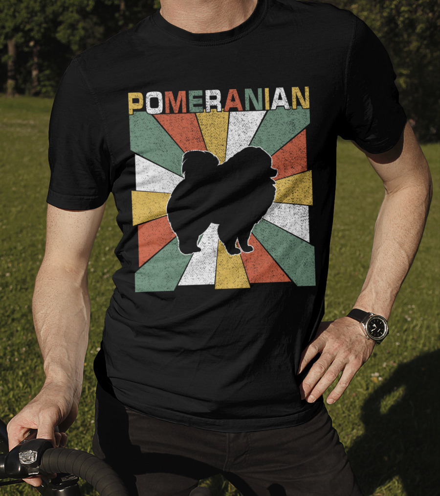 Pomeranian Dogs Retro 70s T-Shirt