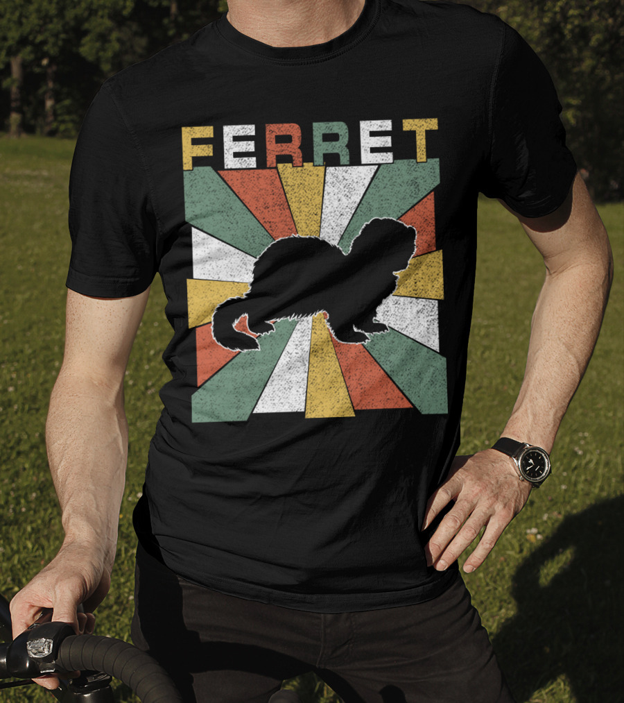 Ferret Vintage Silhouette With Retro 70s Sunburst T-Shirt