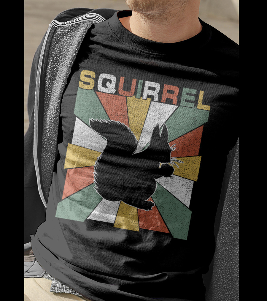 Squirrel Retro 70s Silhouette Vintage Colors T-Shirt