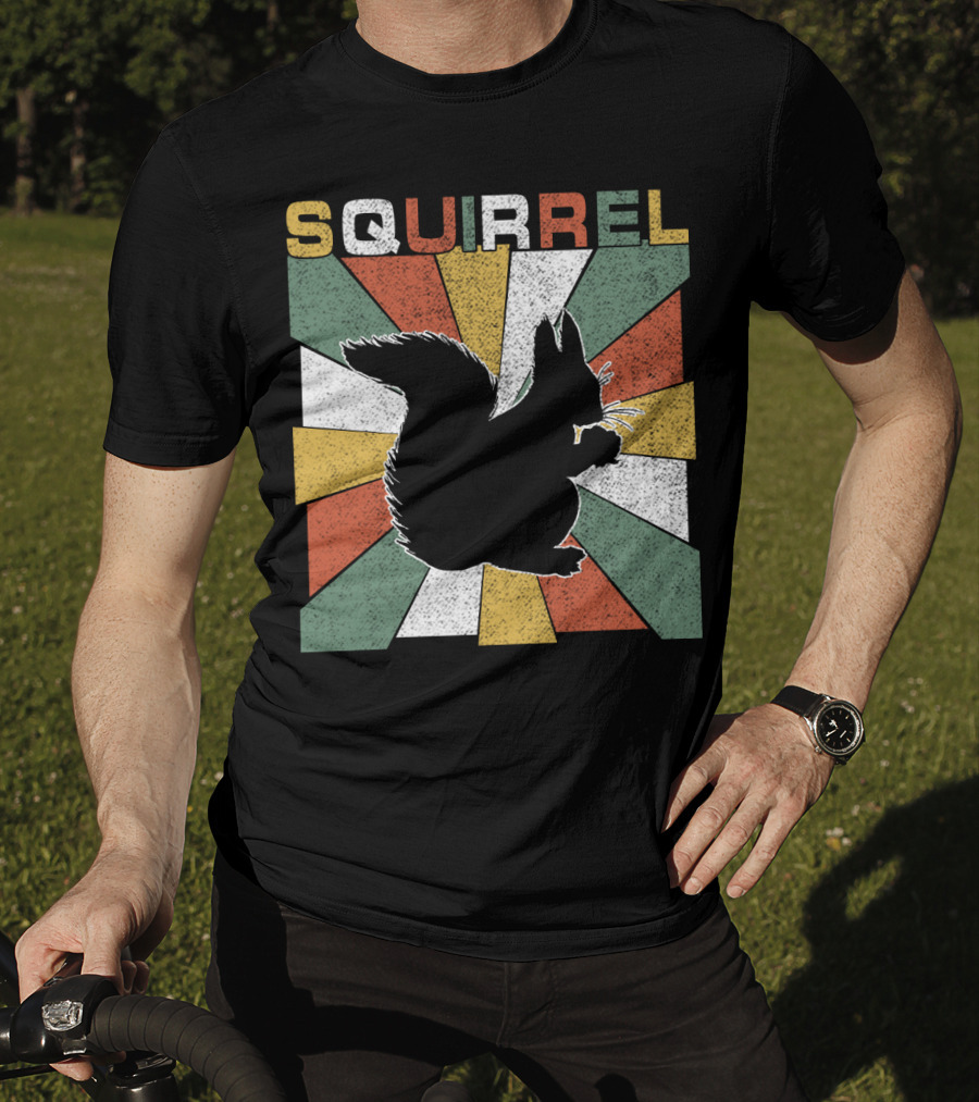 Squirrel Retro 70s Silhouette Vintage Colors T-Shirt