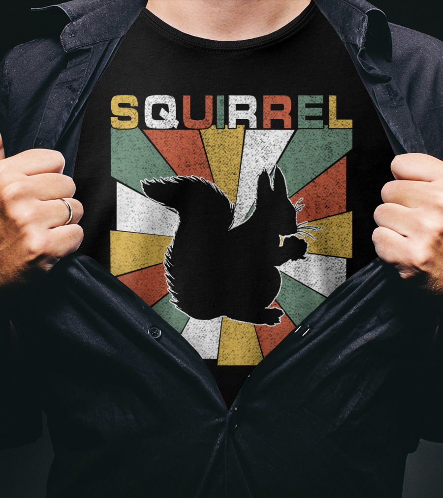 Squirrel Retro 70s Silhouette Vintage Colors T-Shirt