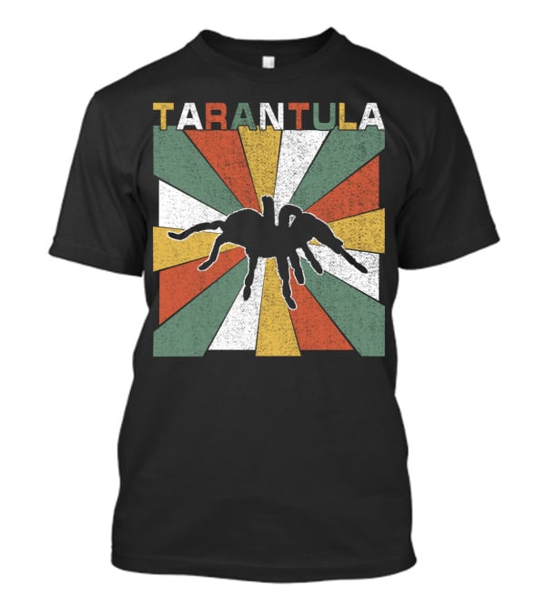 Tarantula Retro 70s Vintage Silhouette With Colorful Geometric Background T-Shirt