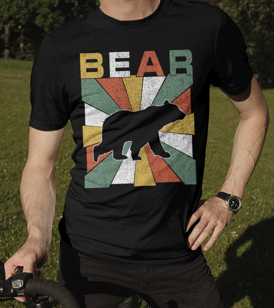 Bear Retro 70s Vintage Silhouette Burst T-Shirt