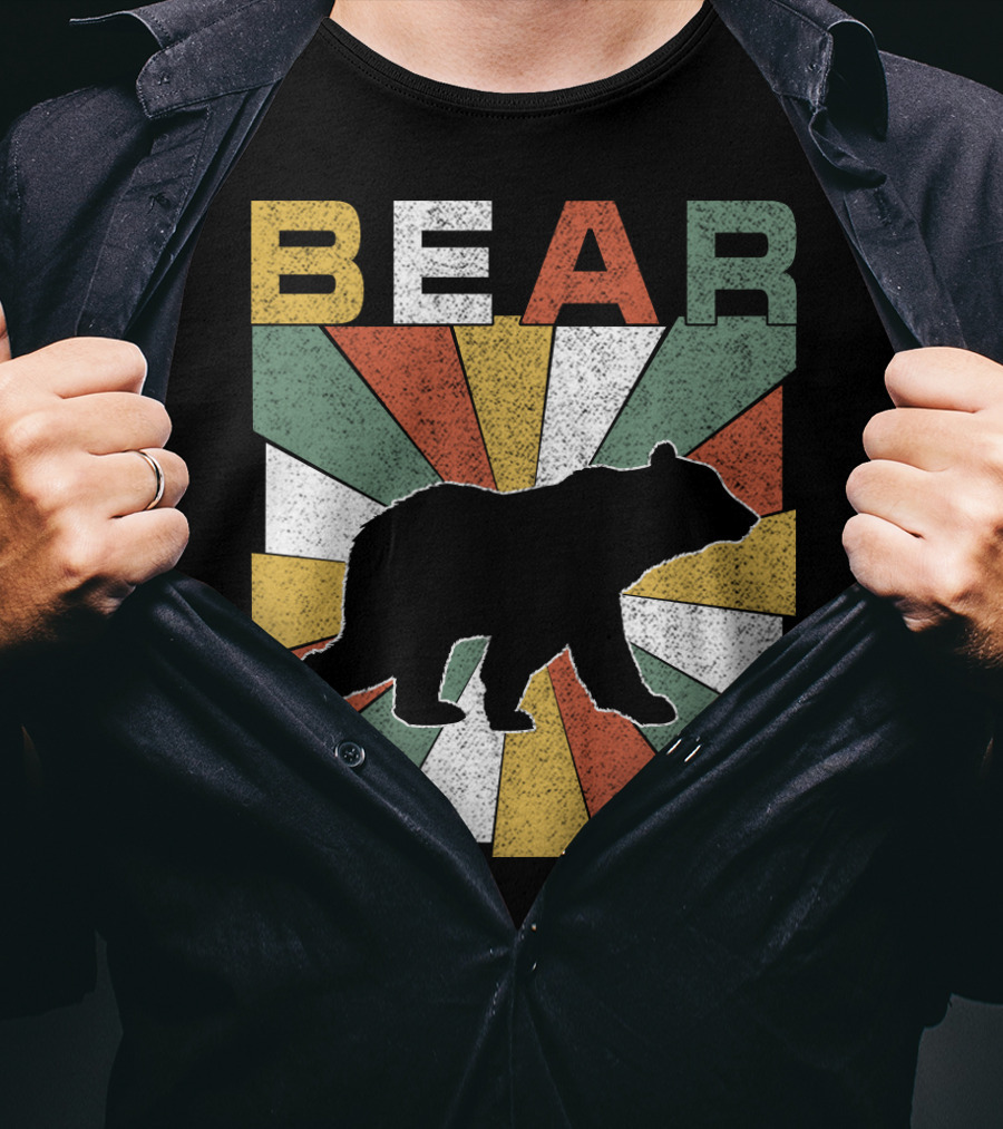 Bear Retro 70s Vintage Silhouette Burst T-Shirt