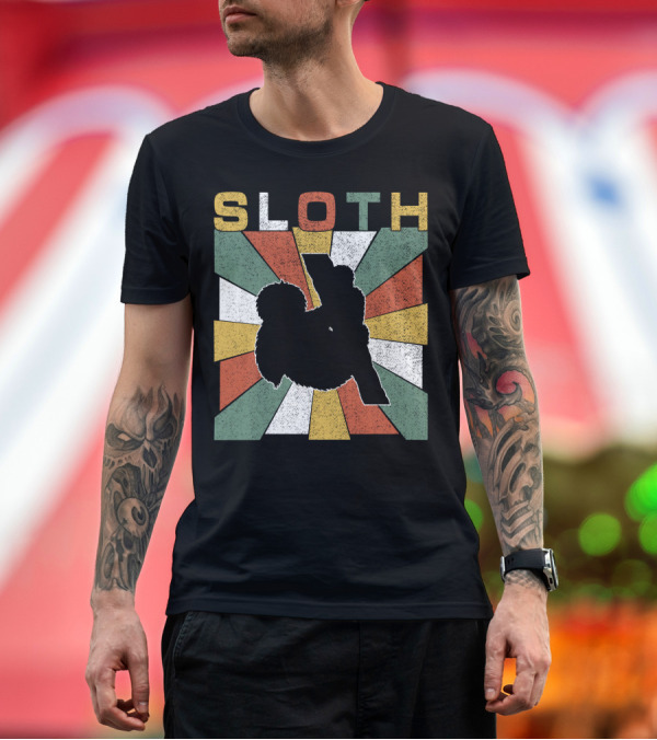Premium T-Shirt: Sloth Retro 70s Vintage Colorful T-Shirt Sloth Retro 70s Vintage Colorful T-Shirt