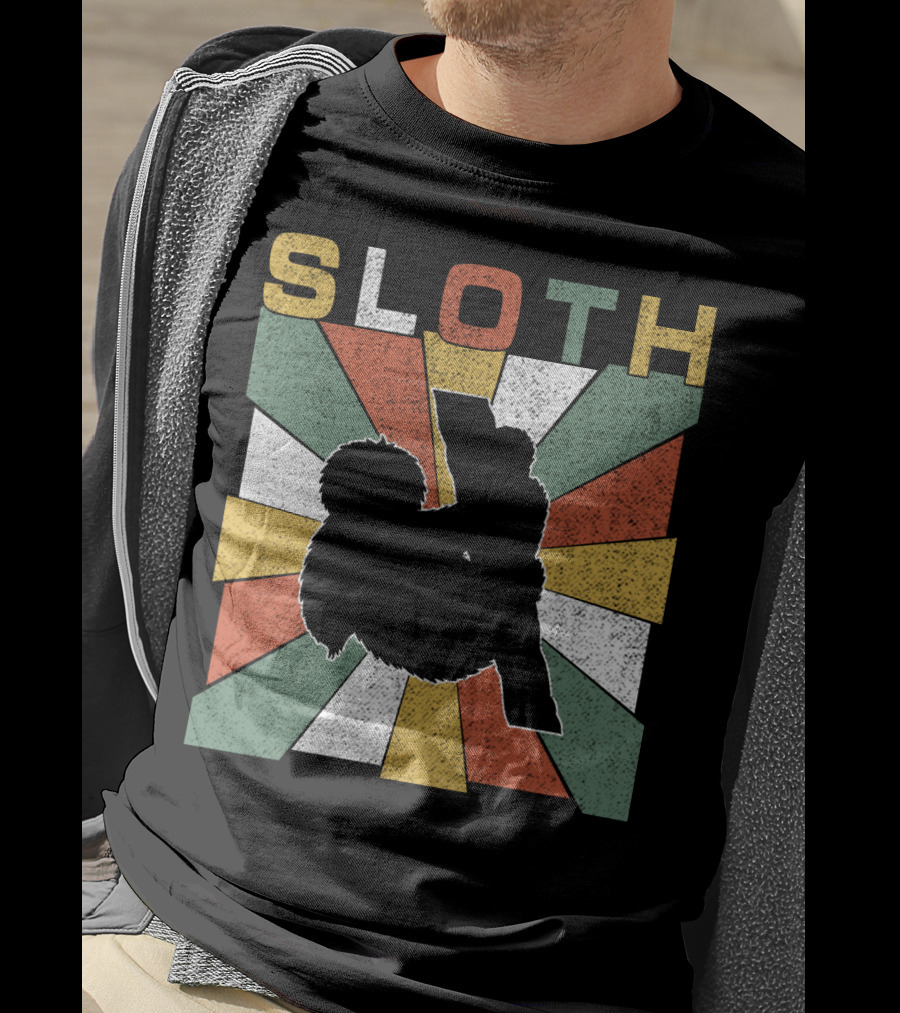 Sloth Retro 70s Vintage Colorful T-Shirt
