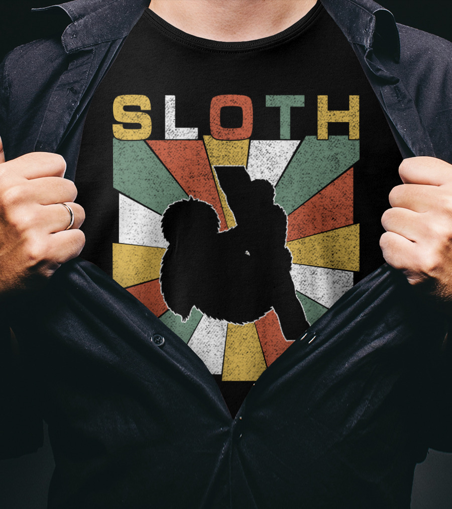 Sloth Retro 70s Vintage Colorful T-Shirt