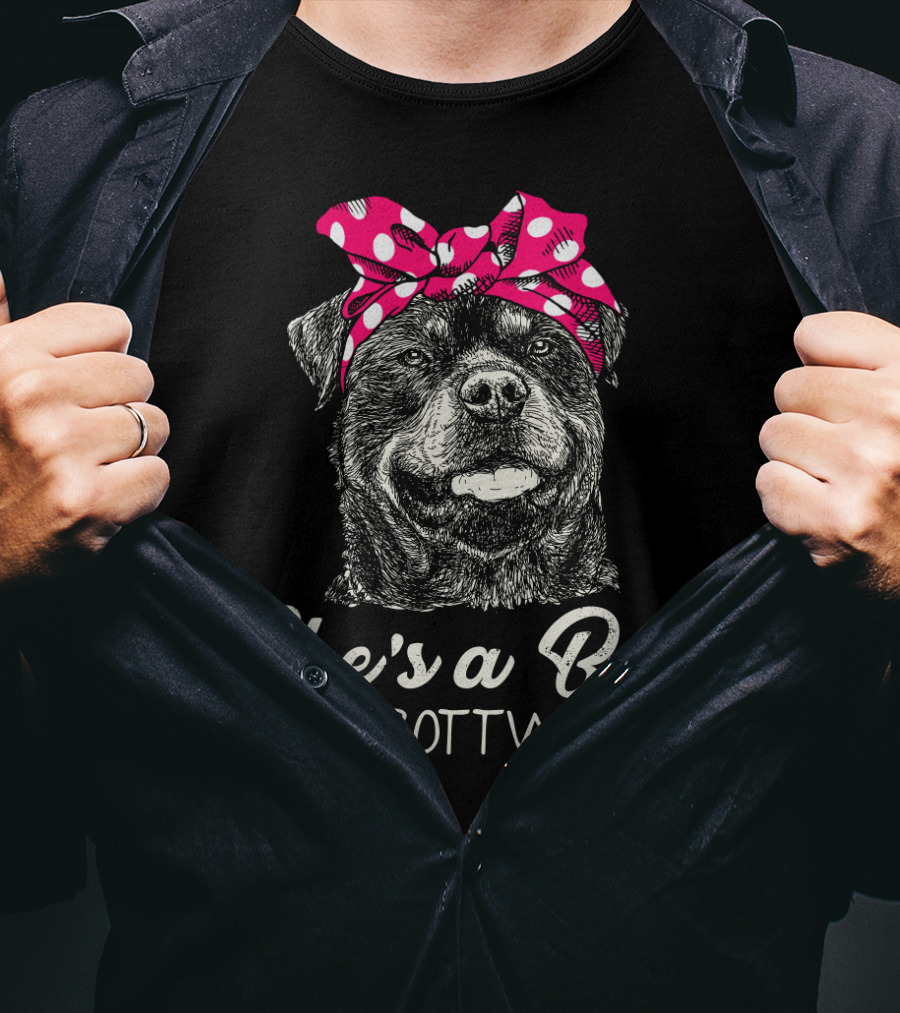 She's A Bad Mama Rottweiler With Polka Dot Scarf T-Shirt