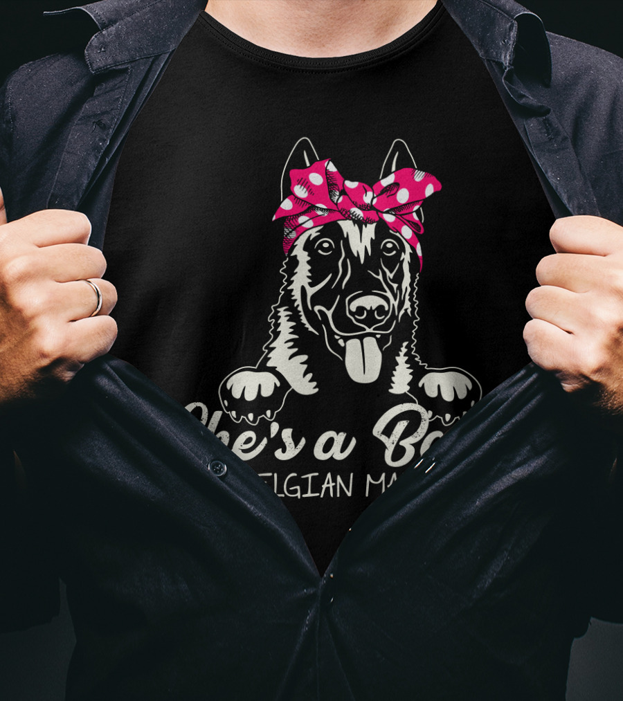 She's A Bad Mama Belgian Malinois With Bandana T-Shirt