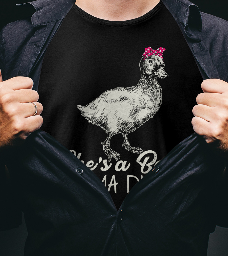 She's A Bad Mama Duck With Pink Bow T-Shirt