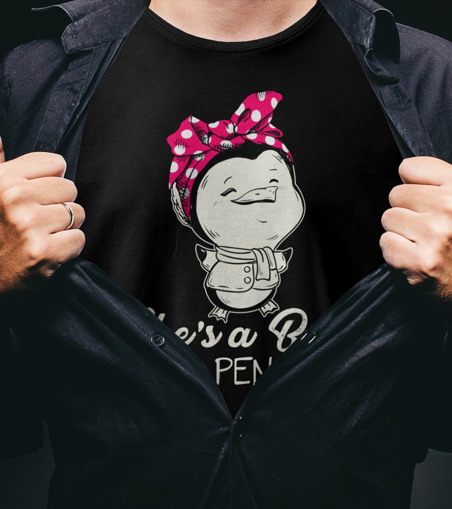 She's A Bad Mama Penguin Rosie The Riveter Parody With Bow T-Shirt