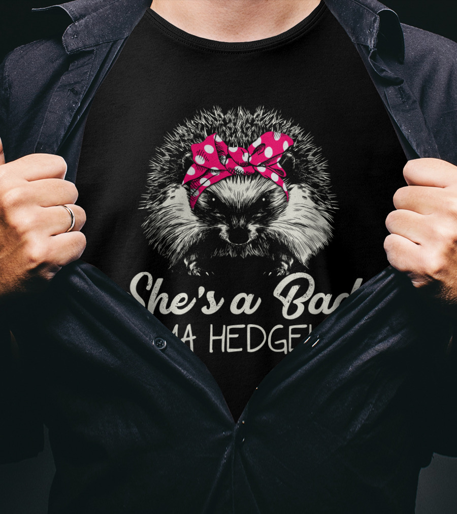 She's A Bad Mama Hedgehog With Polka Dot Bandana T-Shirt