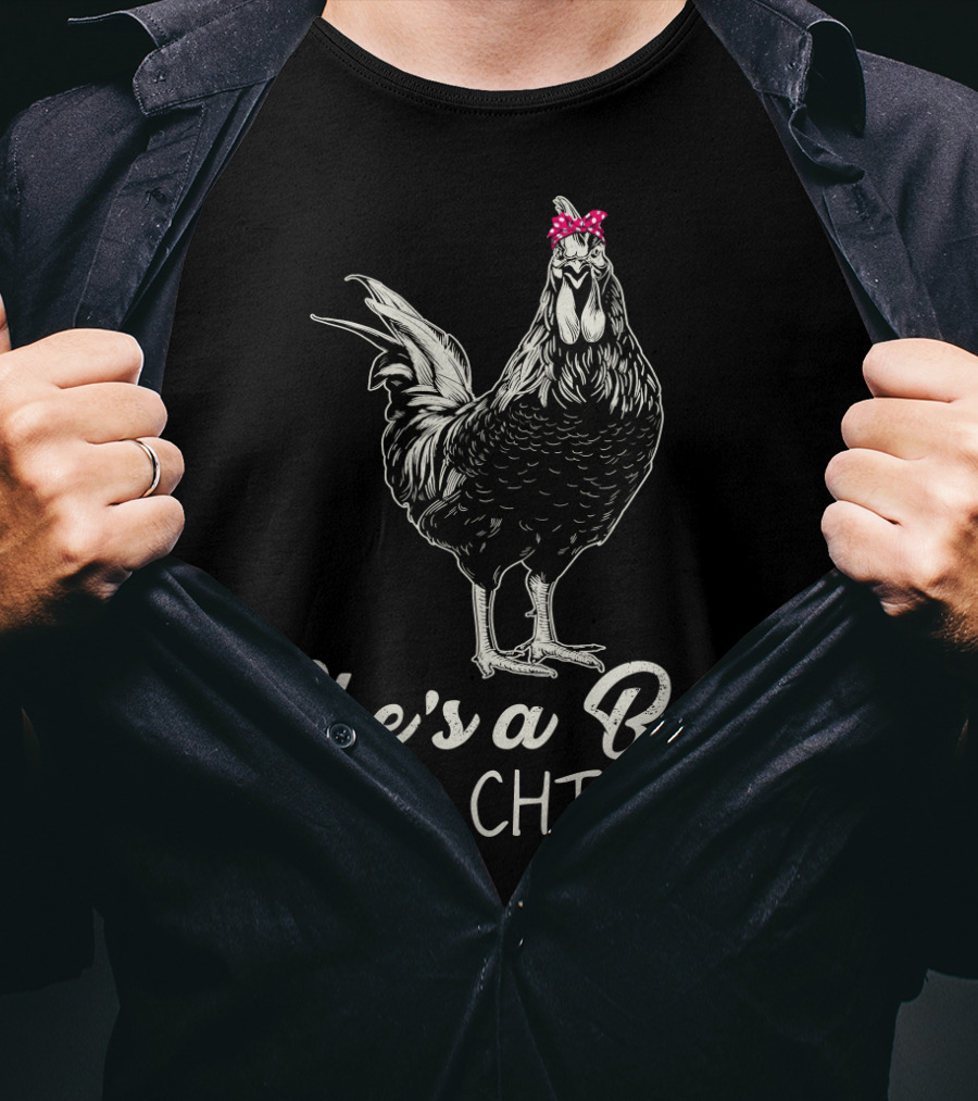She's A Bad Mama Chicken With Polka Dot Bow T-Shirt