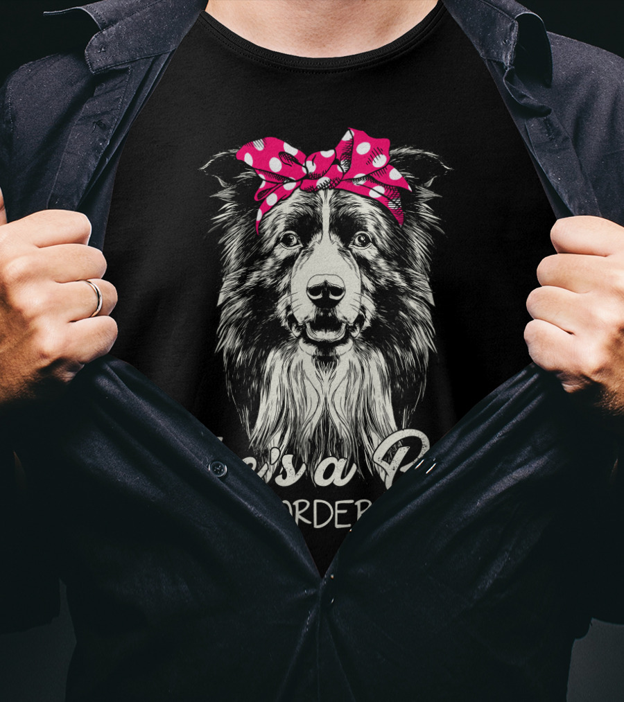 She's A Bad Mama Border Collie Retro Polka Dot Bandana T-Shirt