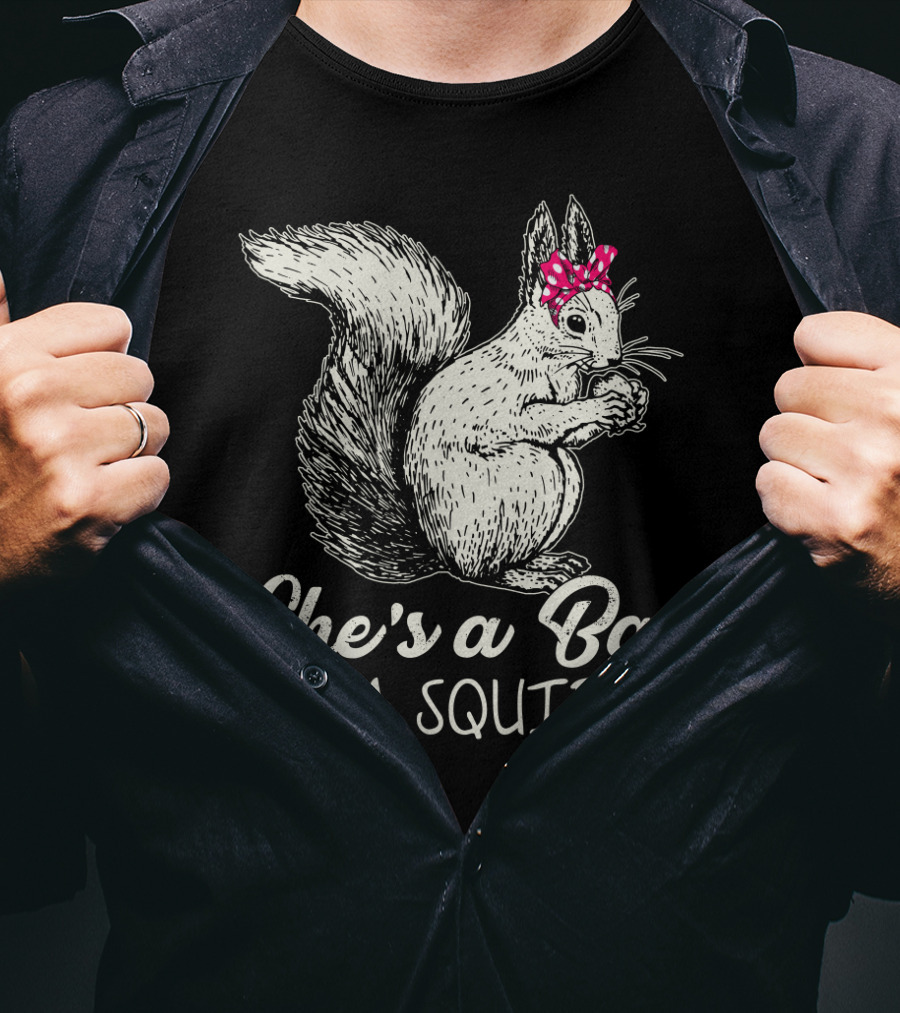 She's A Bad Mama Squirrel With Red Polka Dot Bow T-Shirt