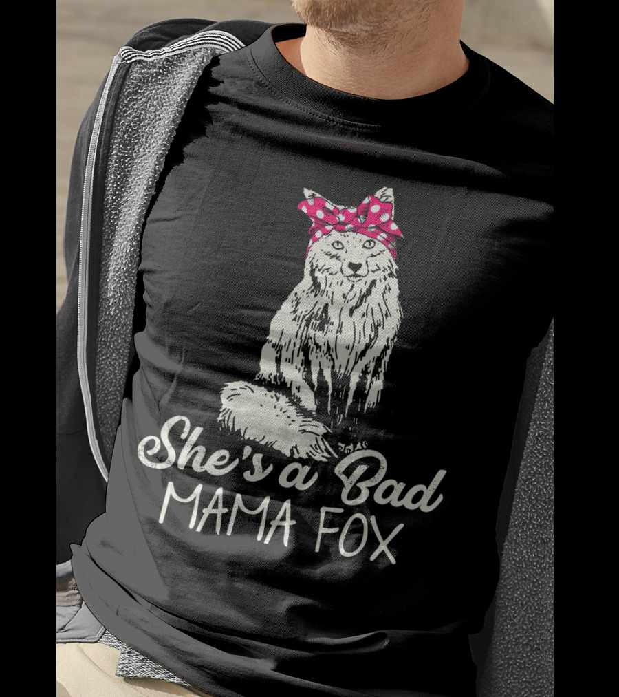 She's A Bad Mama Fox In Red Polka Dot Headscarf T-Shirt