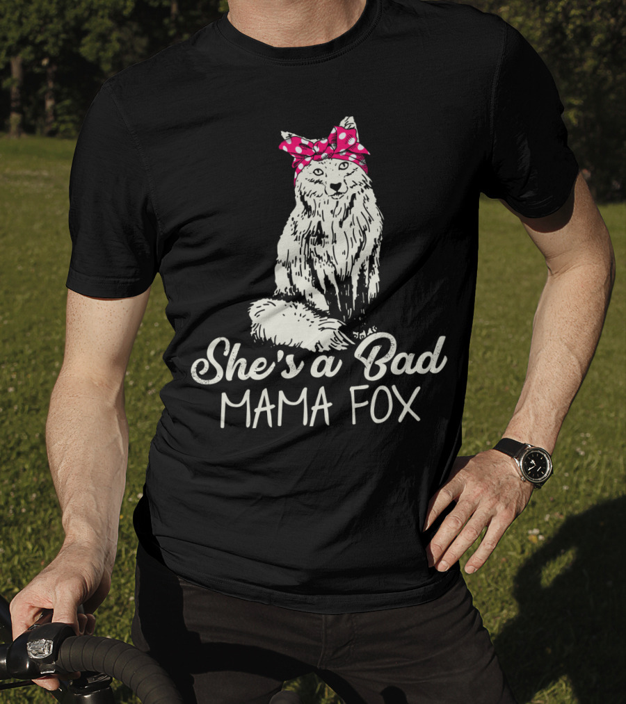 She's A Bad Mama Fox In Red Polka Dot Headscarf T-Shirt