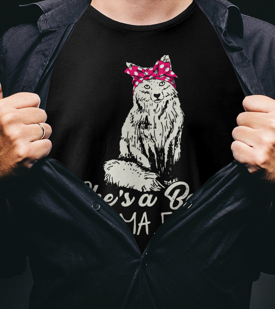 She's A Bad Mama Fox In Red Polka Dot Headscarf T-Shirt