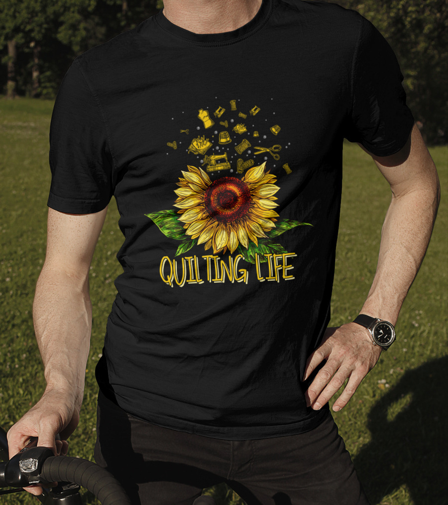 Quilting Life Sunflower With Sewing Tools T-Shirt