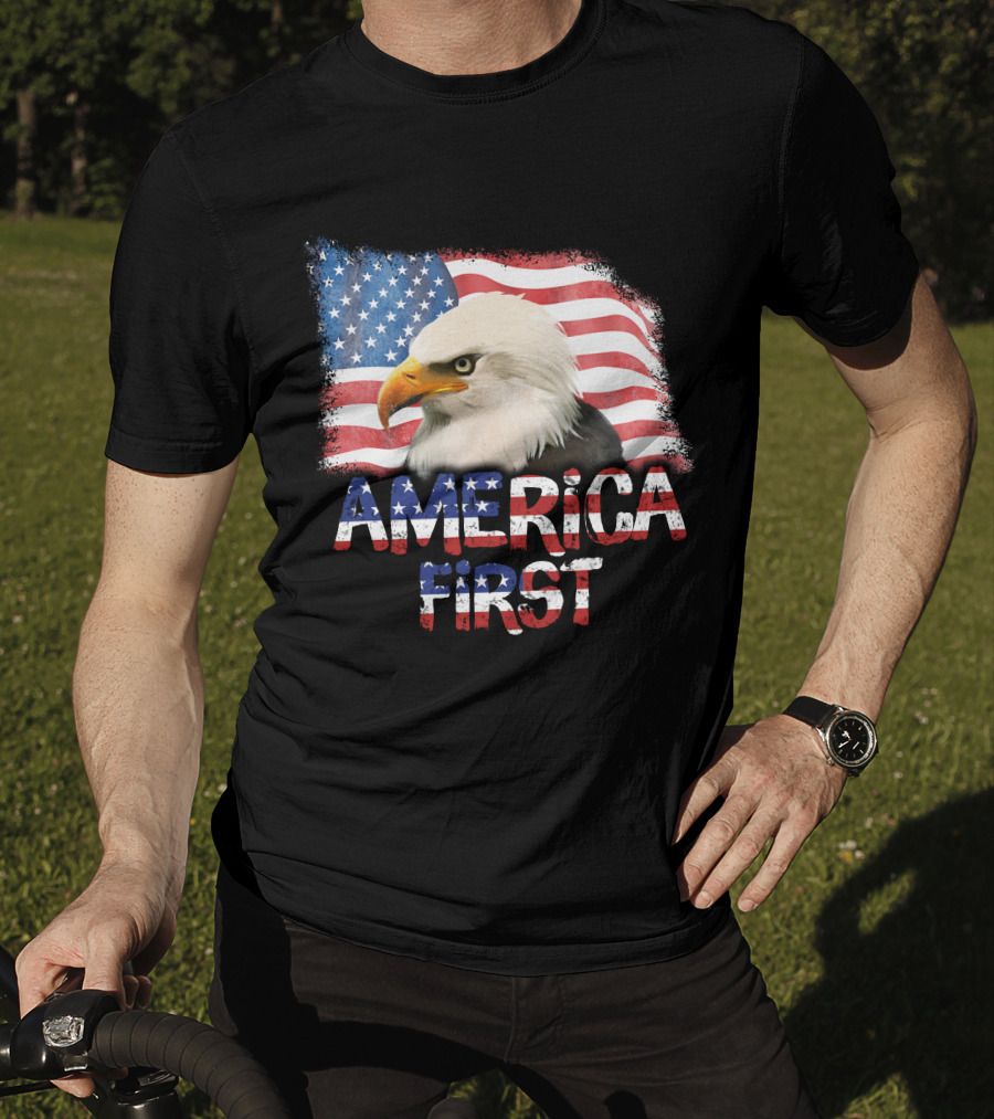 America First Patriotic Eagle With American Flag T-Shirt