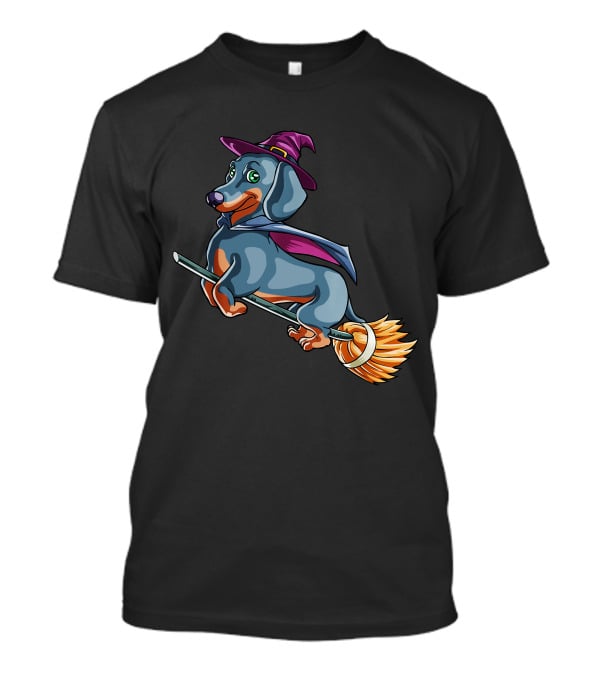 Halloween Dachshund Witch Costume Funny Scary T-Shirt