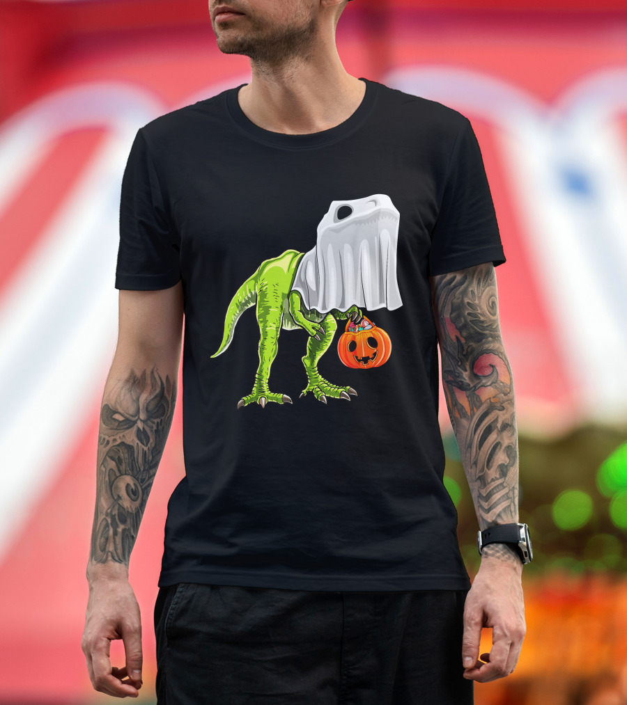Halloween Rex Dinosaur Ghost Costume Pumpkin T-Shirt