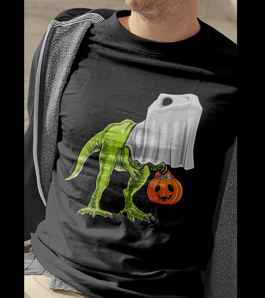 Halloween Rex Dinosaur Ghost Costume Pumpkin T-Shirt