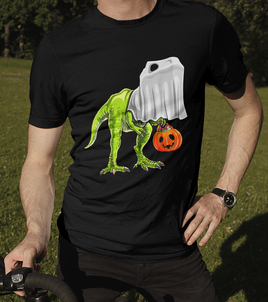Halloween Rex Dinosaur Ghost Costume Pumpkin T-Shirt