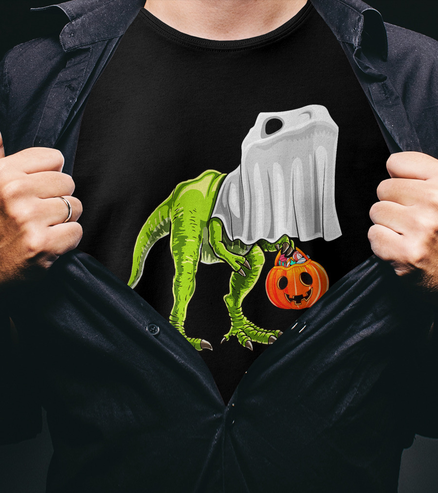 Halloween Rex Dinosaur Ghost Costume Pumpkin T-Shirt