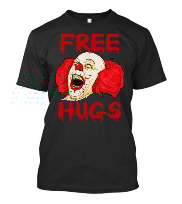 Free Hugs Halloween Evil Killer Scary Clown Horror T-Shirt