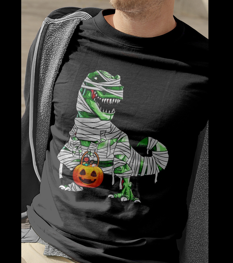 Halloween Pumpkin Mummy Dinosaur T-Shirt