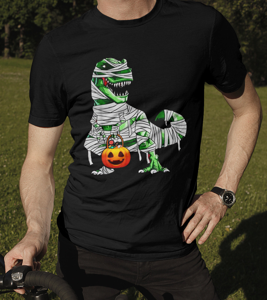 Halloween Pumpkin Mummy Dinosaur T-Shirt