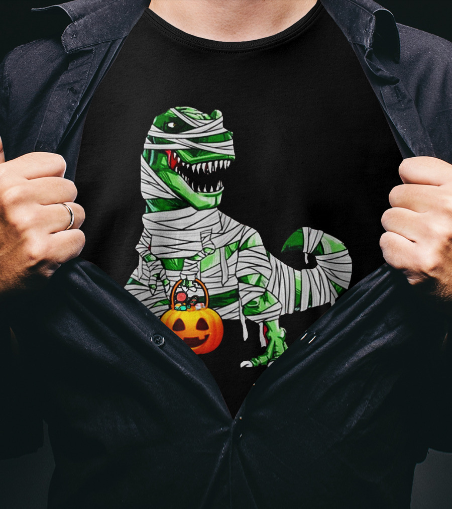 Halloween Pumpkin Mummy Dinosaur T-Shirt