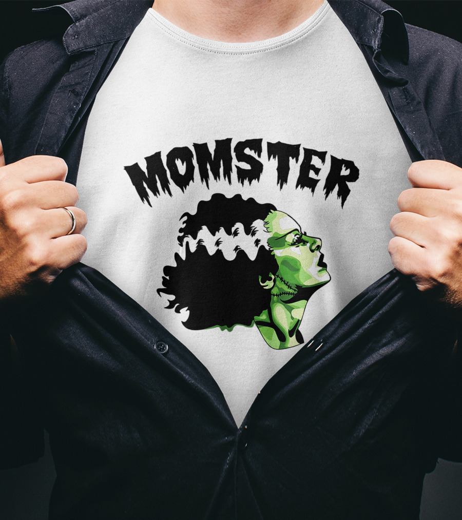 Momster Frankenstein Bride Parody Green Horror Text T-Shirt